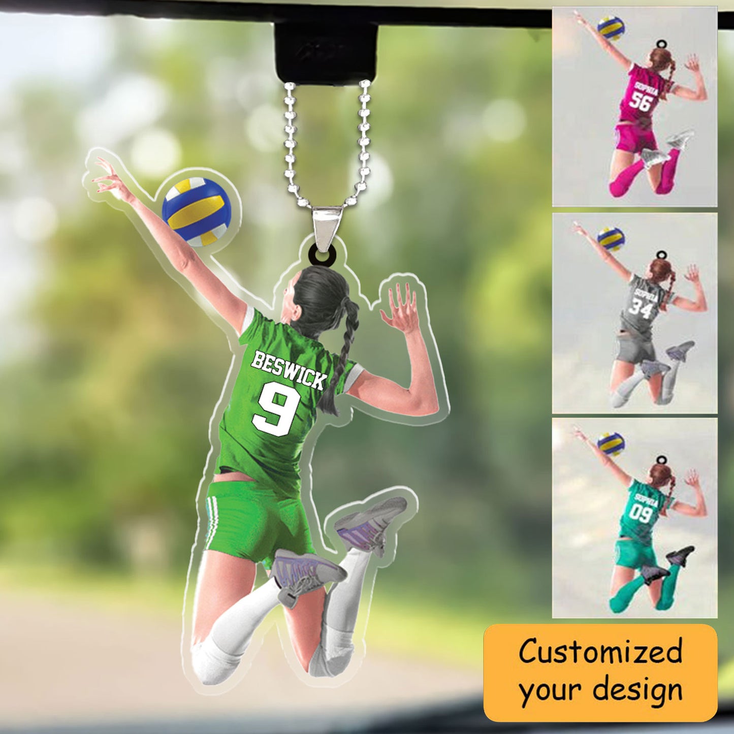 Custom Girl Beach Volleyball Car Ornament - Gift For Volleyball Players