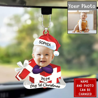 Custom Photo Hi I'm New Here Car Ornament, Family Personalized Car Ornament - Christmas Gift For Baby Kids, Newborn Baby