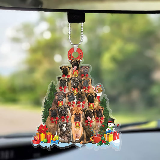 Custom Dog Christmas Car Ornament, Personalized Bullmastiff Christmas Tree Shaped Car Ornament for Dog Lover, Christmas, New Year