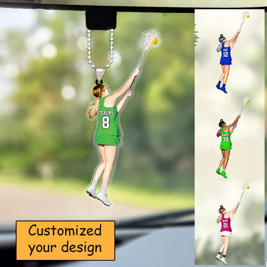 Custom Female Lacrosse Players Christmas Car Ornament, Girl Lacrosse Car Ornament - Gift For Lacrosse Team, Lacrosse Lovers