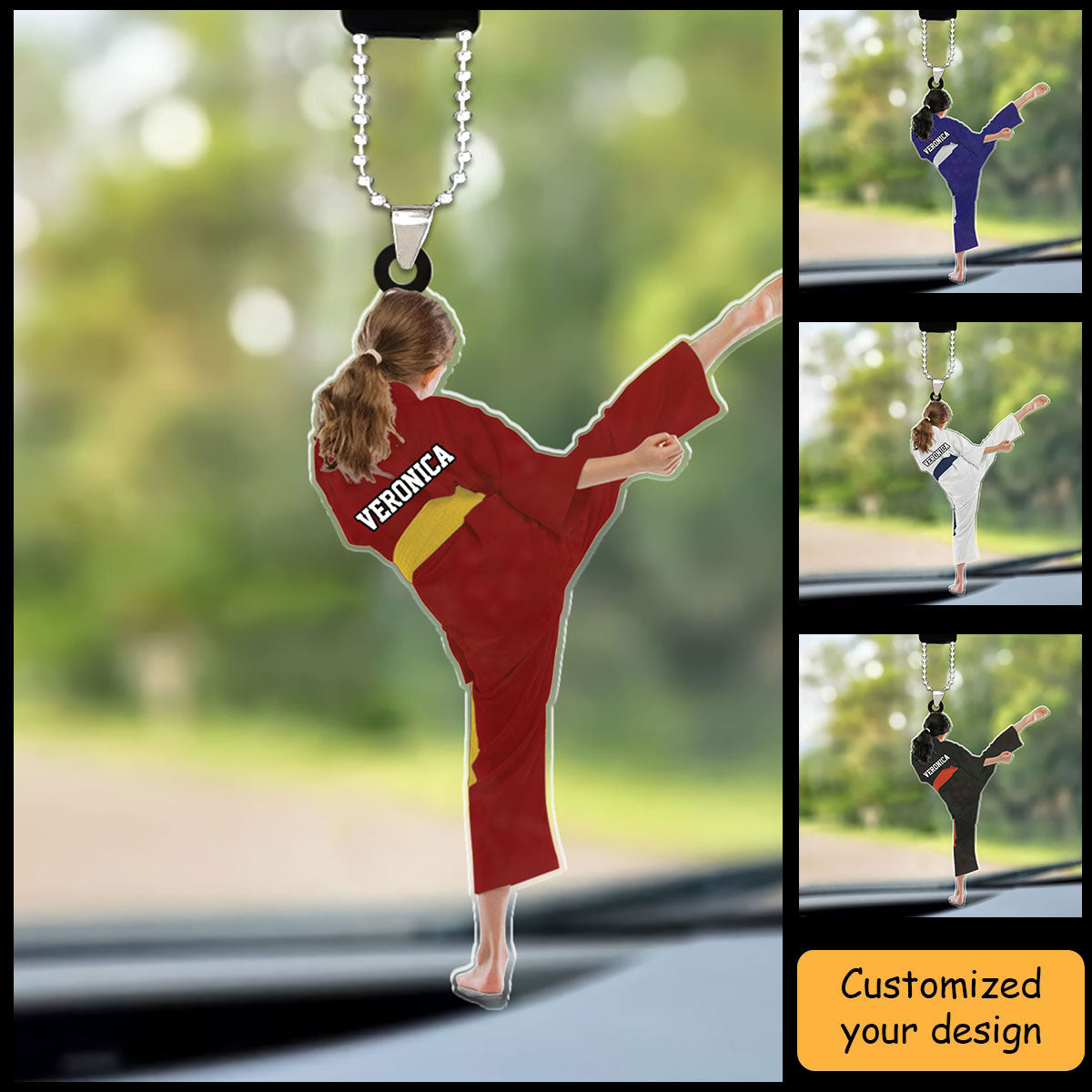 Personalized Girl Karate, Taekwondo Girl, Martial Christmas Car Ornament For Daughter - Gift For Karate Team, Karate Lovers