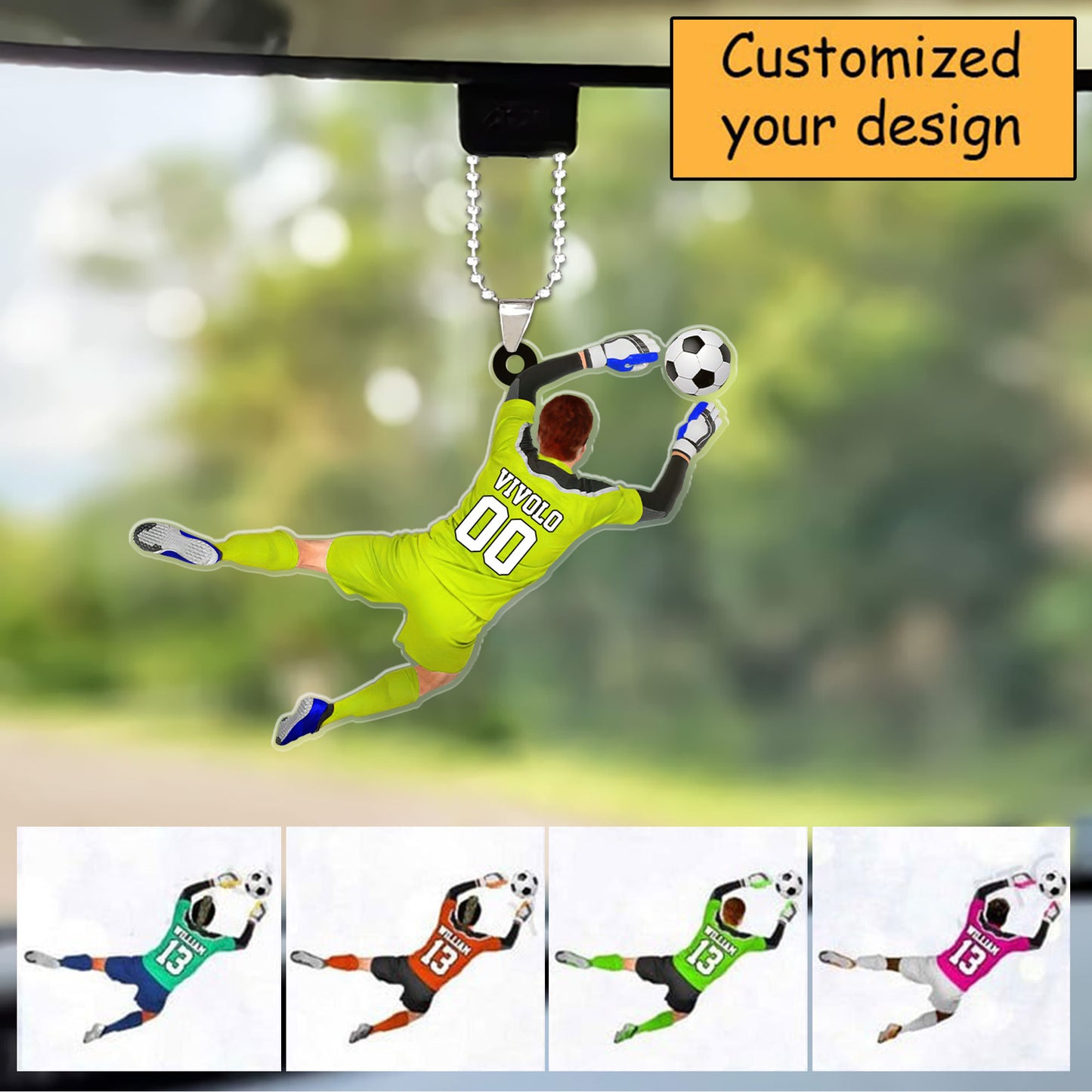 Custom Soccer Christmas Car Ornament, Personalized Male, Boys, Man Soccer Goalkeeper Car Ornament For Soccer Lover, Christmas