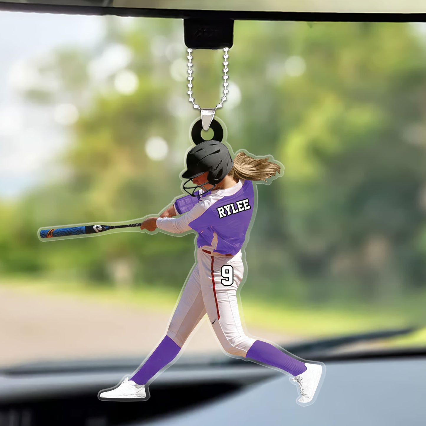 Custom Baseball Acrylic Christmas Ornament, Personalized Female Softball, Baseball Girl Batter Acrylic Ornament For Baseball Lover