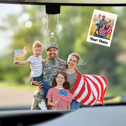 Personalized Acrylic Photo Keychain, Custom Your Family Photo Acrylic Keychain, Best Christmas Gift For Military Families