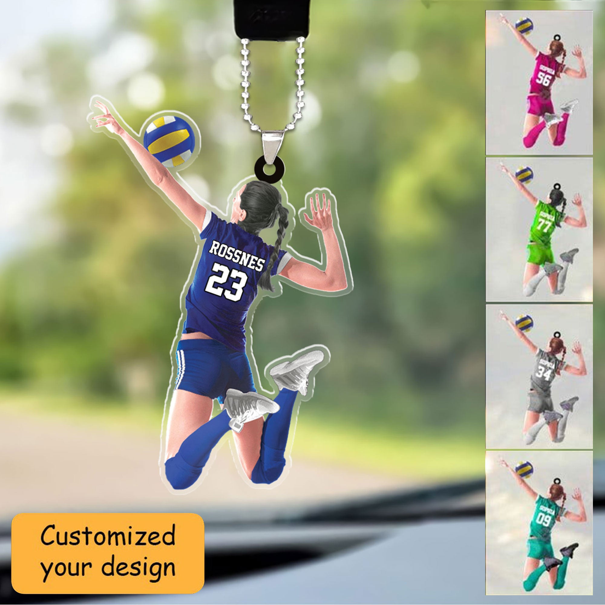 Custom Volleyball Christmas Car Ornament, Personalized Female Beach Volleyball Car Ornament For Volleyball Lover,Christmas,New Year