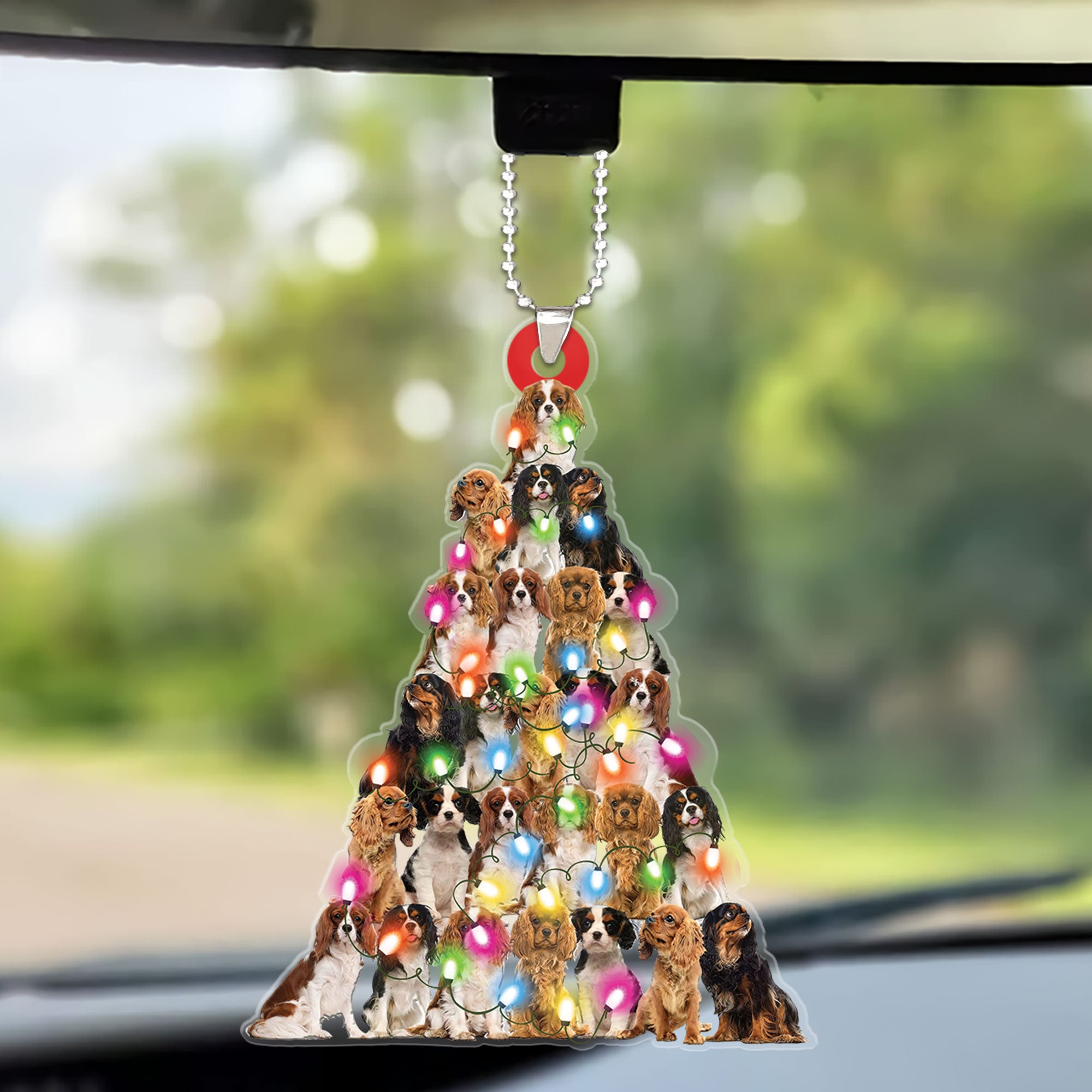 Custom Dog Christmas Car Ornament, Personalized Cavalier King Christmas Tree Shaped Car Ornament for Dog Lover,Christmas, New Year