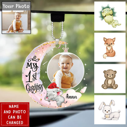 Personalized Baby's First Christmas Custom Photo Car Ornament - Christmas Gift For Baby Kids, Newborn Baby