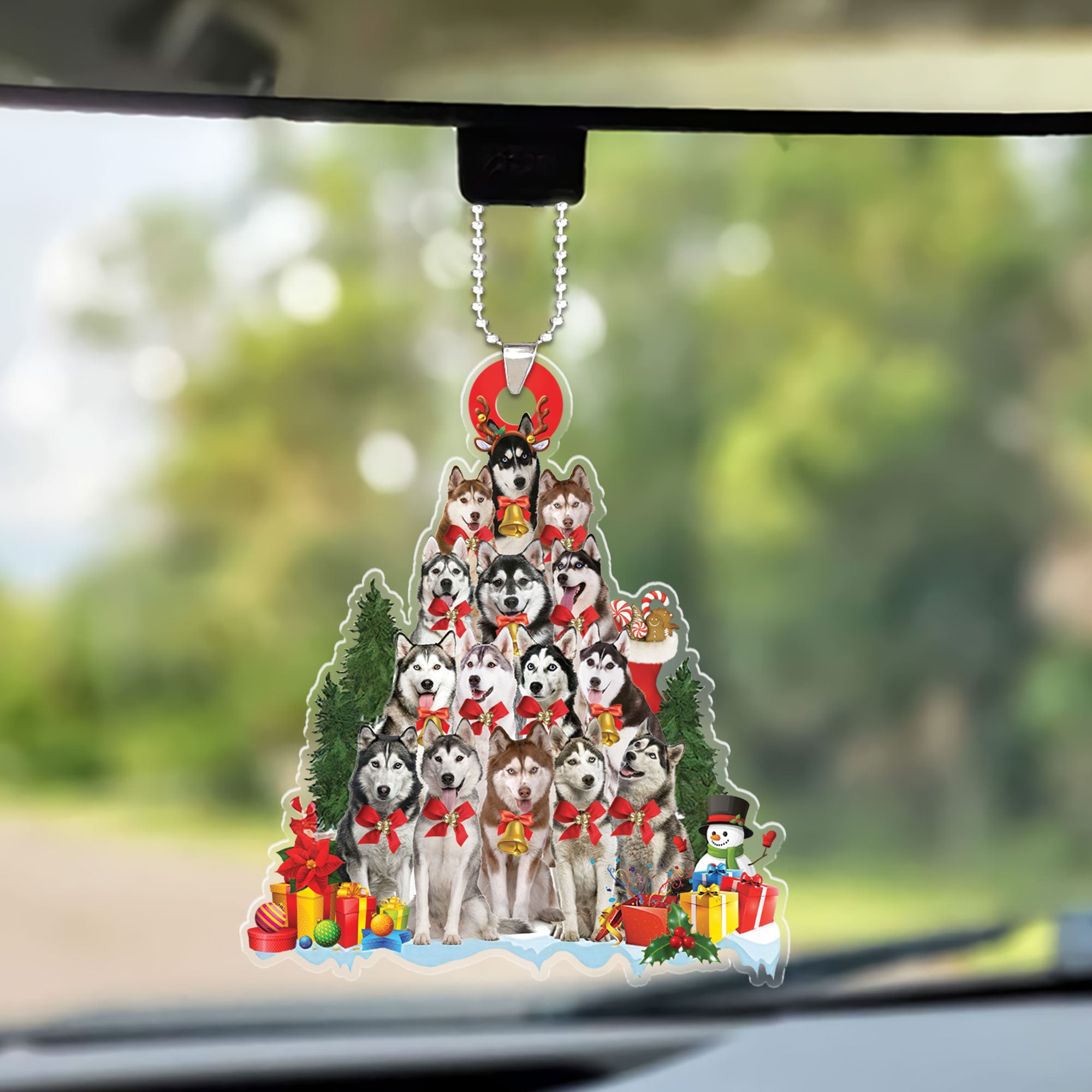 Custom Dog Christmas Car Ornament, Personalized Awesome Husky Dog Whippet Tree & Gift Car Ornament for Dog Lover, Christmas