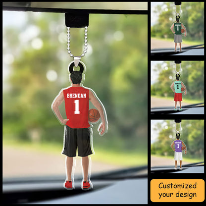 Personalized Basketball Man, Basketball Boy Holding Christmas Car Ornament, Basketball Team Gift For Basketball Lovers