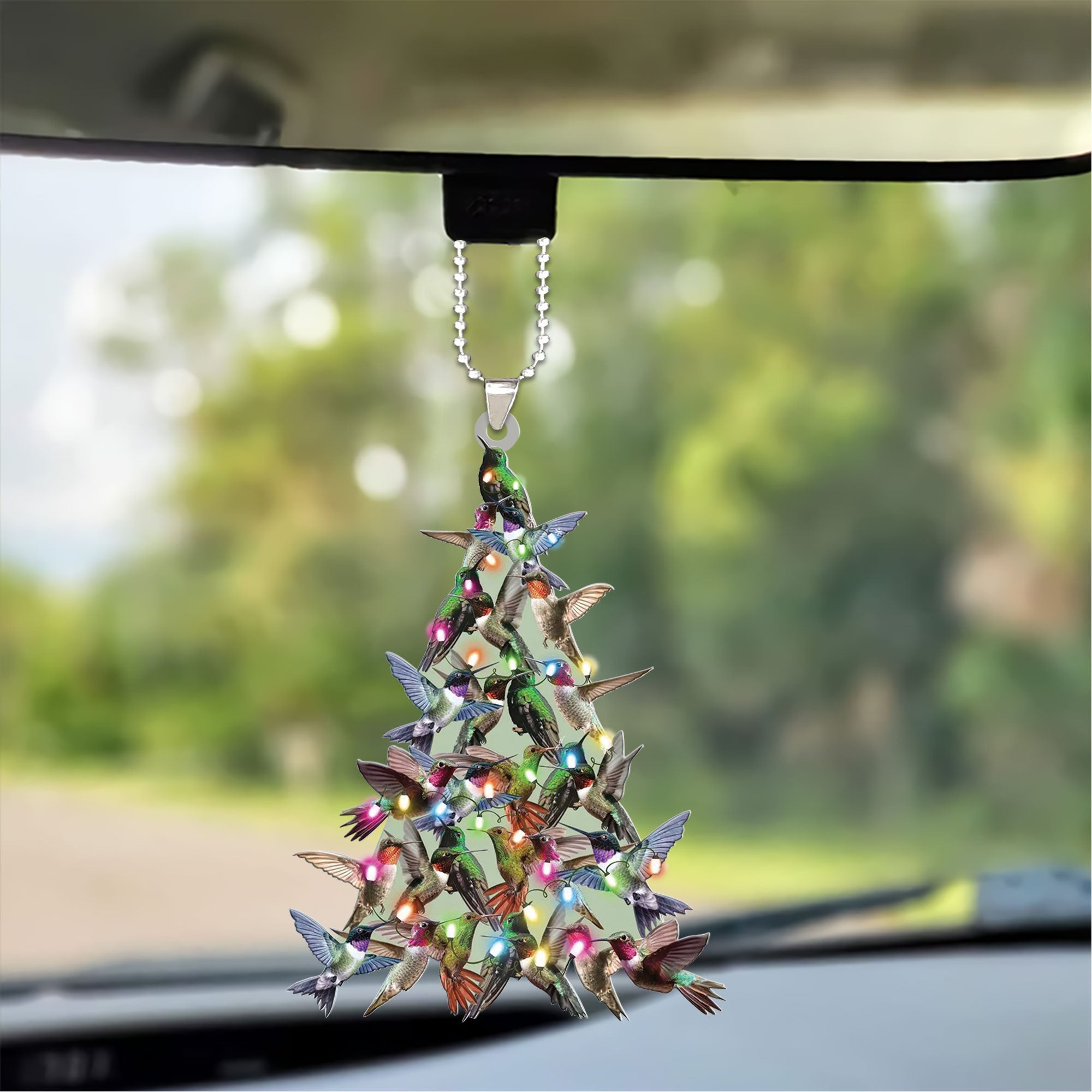 Custom Hummingbird Christmas Car Ornament, Personalized Hummingbird Christmas Tree Shaped Christmas Car Ornament for Hummingbird Lover