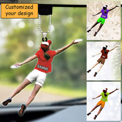 Custom Frisbee Girl Christmas Car Ornament, Frisbee Team Gift Car Ornament For Daughter - Christmas Hanging Tree