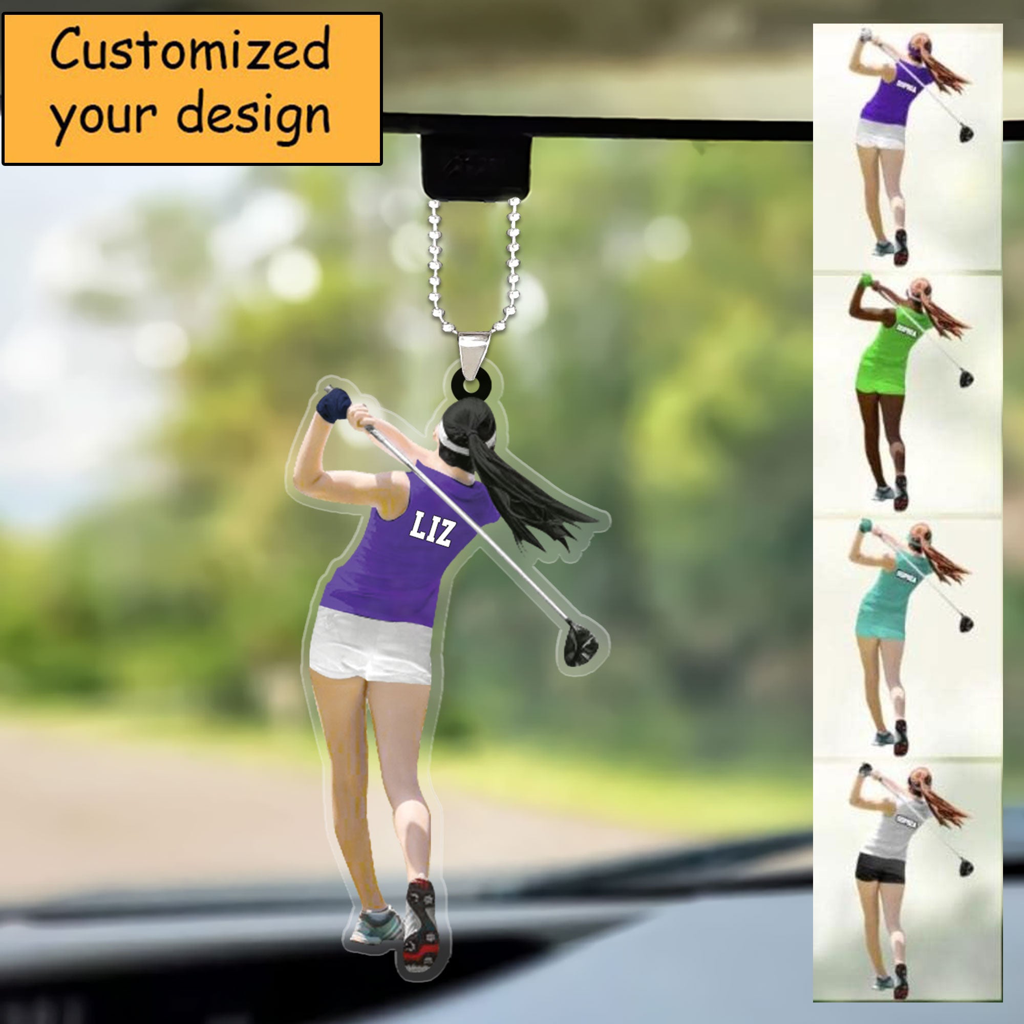 Personalized Golf Woman Christmas Car Ornament, Golf Team Gift, Gift For Golf Lovers, Golf Players