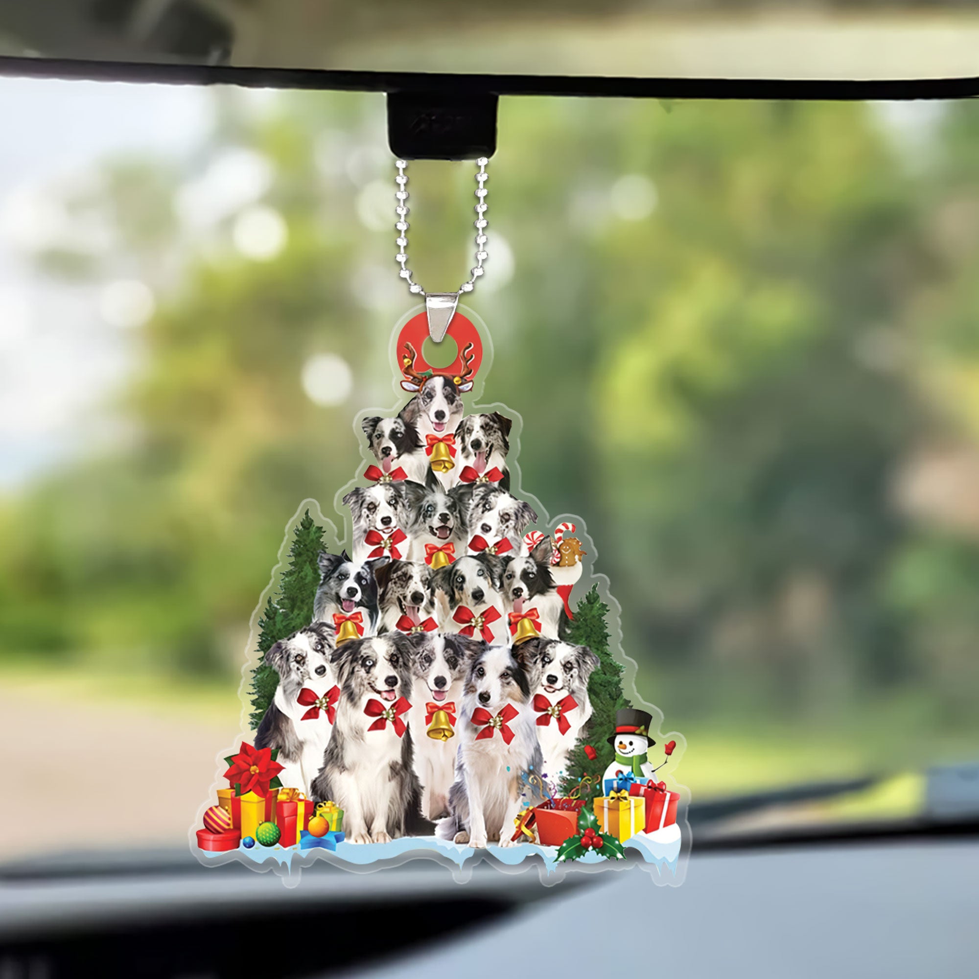 Blue Merle Collie Dogs Christmas Tree Car Ornament, Dog Gifts For Decor Home, Christmas Gift For Dog Lovers, Dog Owners