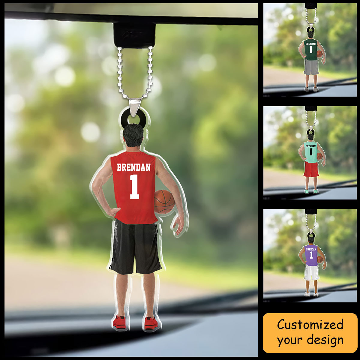 Personalized Basketball Man, Basketball Boy Holding Christmas Car Ornament, Basketball Team Gift For Basketball Lovers