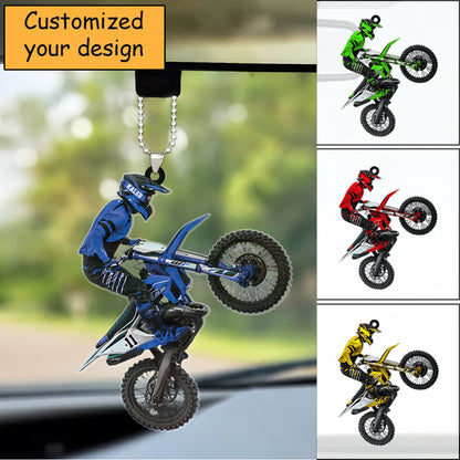 Custom Motocross Biker Acrylic Keychain, Personalized Motocross Biker Plying Acrylic Keychain For Motocross Lover