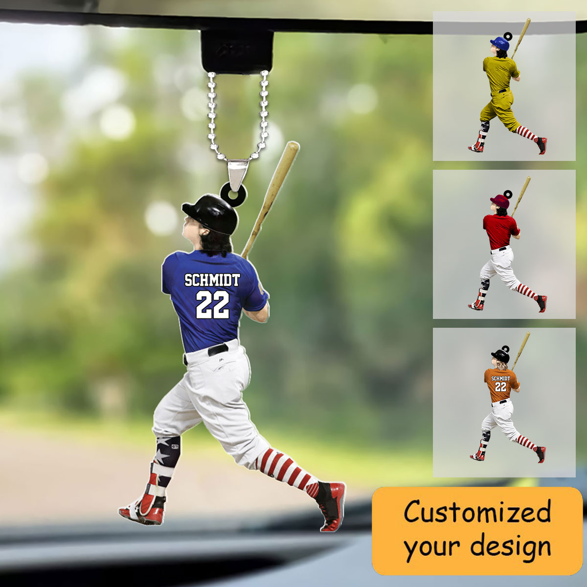 Personalized Baseball Player Christmas Car Ornament - Great Gift Idea For Baseball Lovers