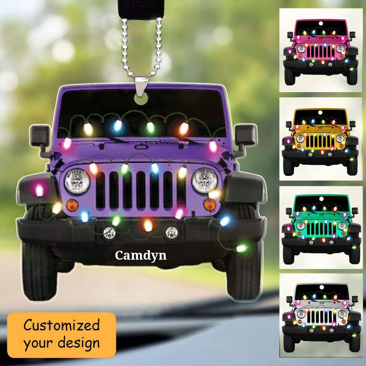 Personalized Jeep Car Christmas Car Ornament, Custom Shape Car Ornament Decor, Car Lover Car Ornament