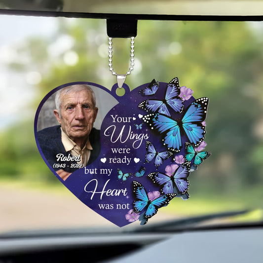 Personalized Memorial Photo Heart Car Ornament, Customized  Dad, Mom Photo Car Ornament - Best Gift For Christmas, Dad, Mom, Family