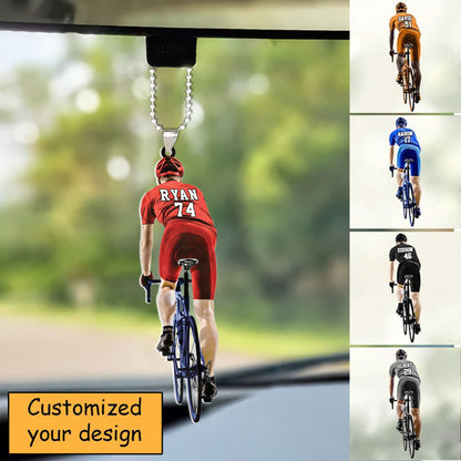 Personalized Cyclist, Bike Riding Acrylic Keychain, Gift For Cyclists - Personalized Keychain Christmas Decor