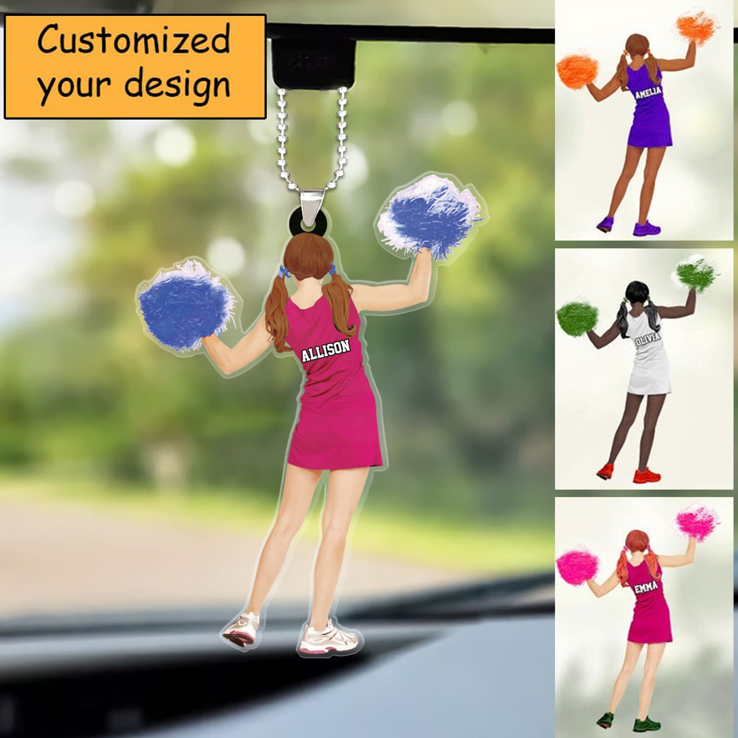 Personalized Cheerleader, Cheerleading Christmas Car Ornament - Gift For Girl, Woman, Cheerleader Team