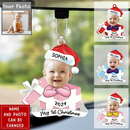 Custom Photo Hi I'm New Here Car Ornament, Family Personalized Car Ornament - Christmas Gift For Baby Kids, Newborn Baby