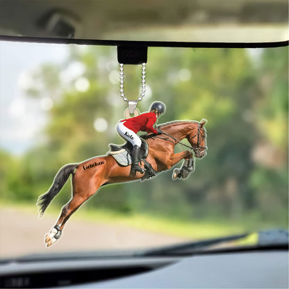 Customized Equestrian Girl Christmas Car Ornament, Equestrian Car Ornament Gift For Horse Lovers, Her, Wife, Christmas Gifts