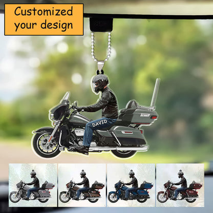 Personalized Name Biker Harley Davidson Motorcycle Car Ornament For Men - Gift For Bike Lovers