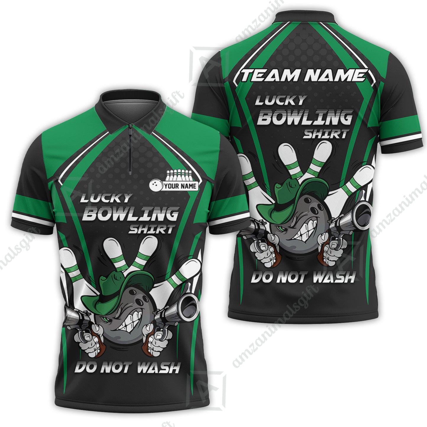 Customized Bowling Team Jersey, Lucky Bowling Shirt Do Not Wash Personalized Name Quarter-Zip Jerseys For Bowlers