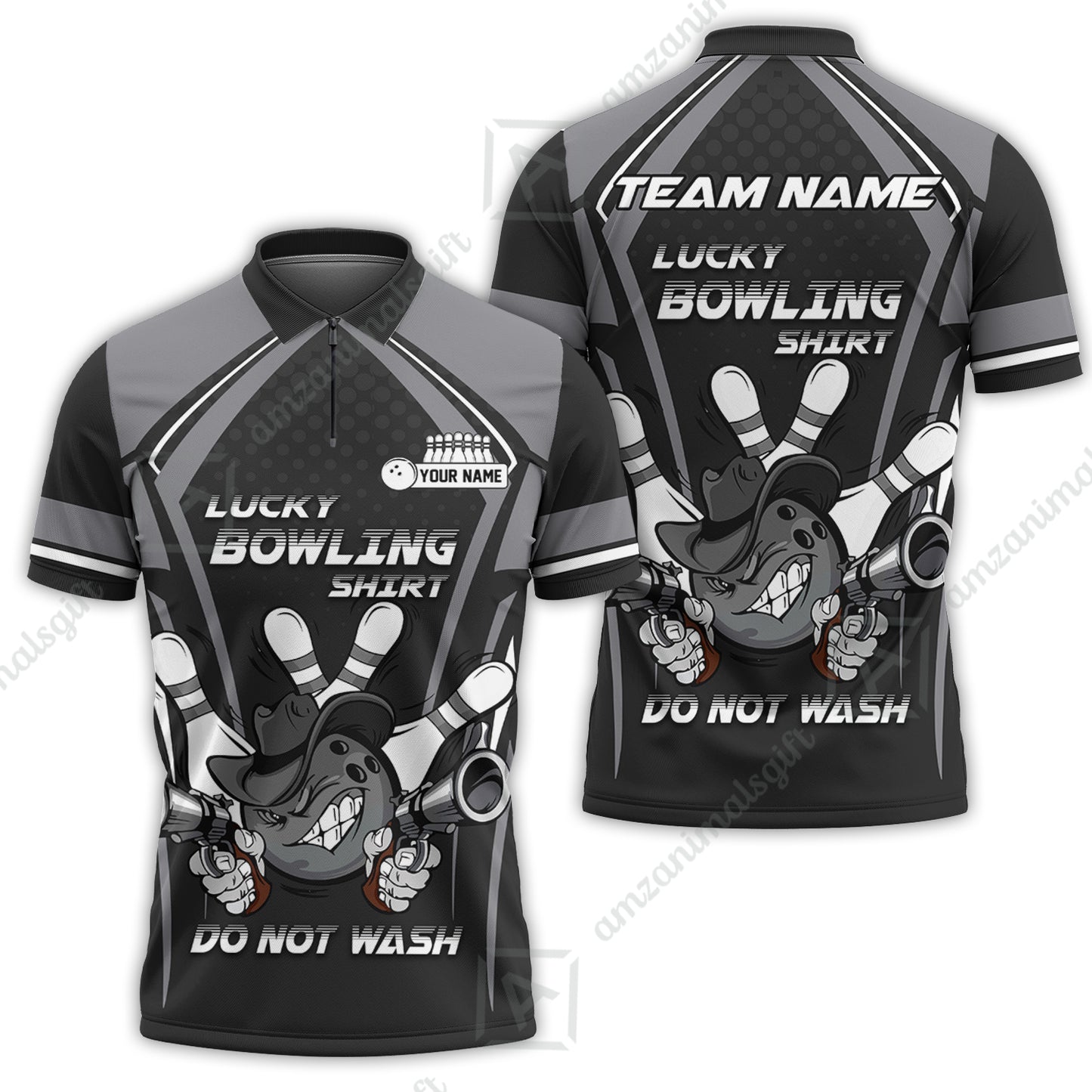 Customized Bowling Team Jersey, Lucky Bowling Shirt Do Not Wash Personalized Name Quarter-Zip Jerseys For Bowlers