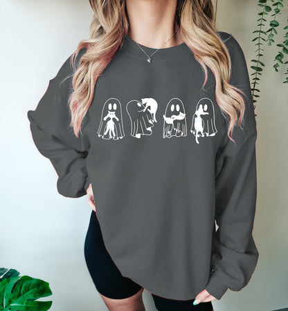Ghost Cat Sweatshirt, Ghost Cat Shirt, Black Cat Halloween Sweatshirt