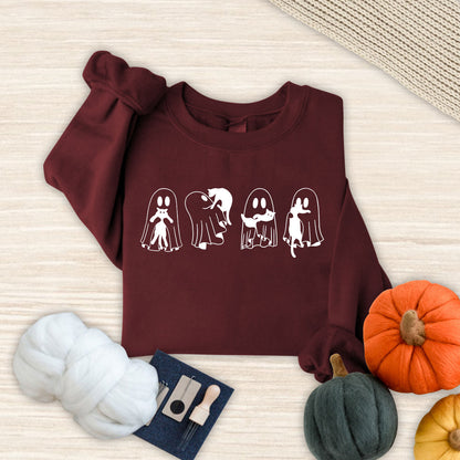 Ghost Cat Sweatshirt, Ghost Cat Shirt, Black Cat Halloween Sweatshirt