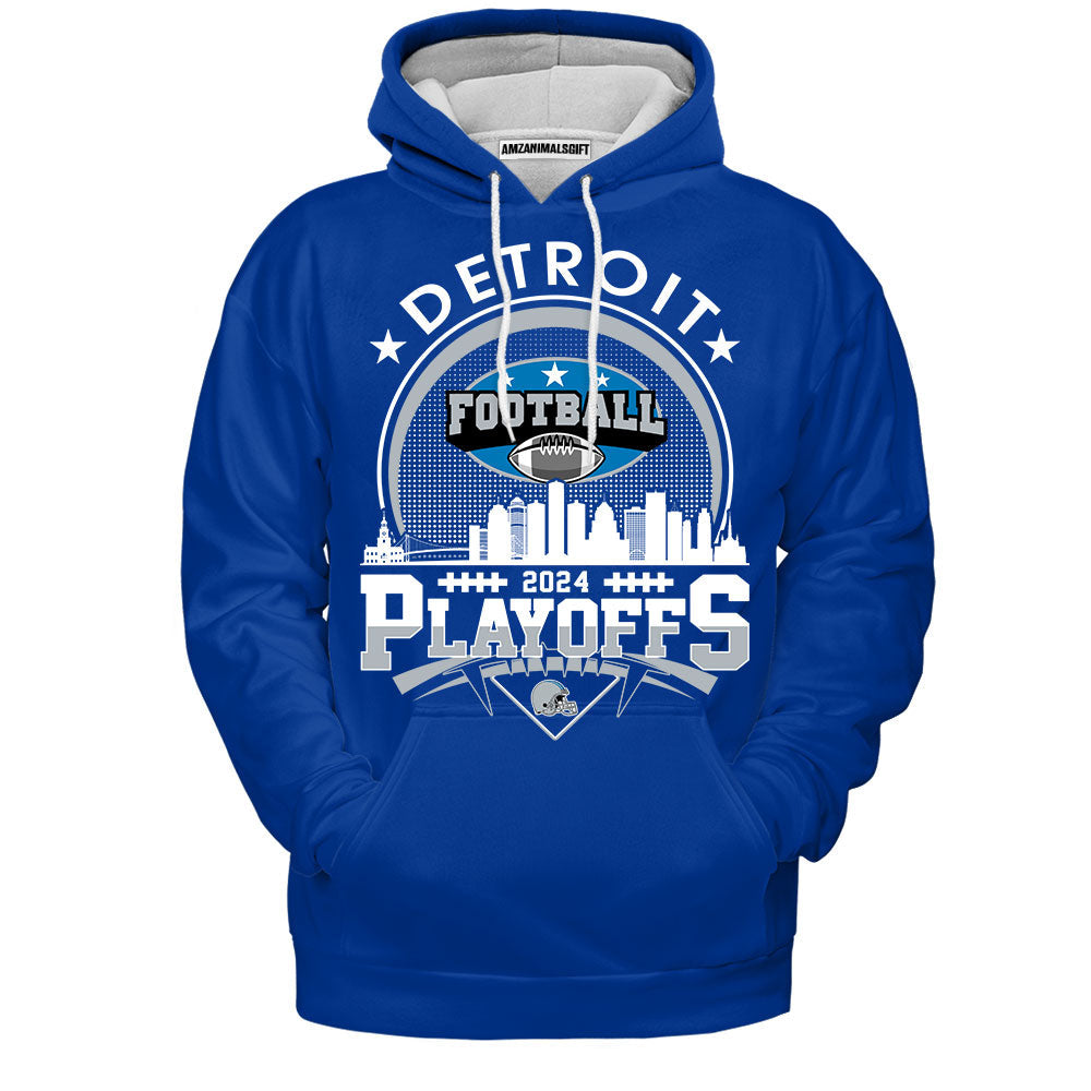 Detroit Football 2023-2024 Playoffs Skyline Hoodie, Detroit Game Day Hoodie, Playoffs Shirts For Detroit Football Fans