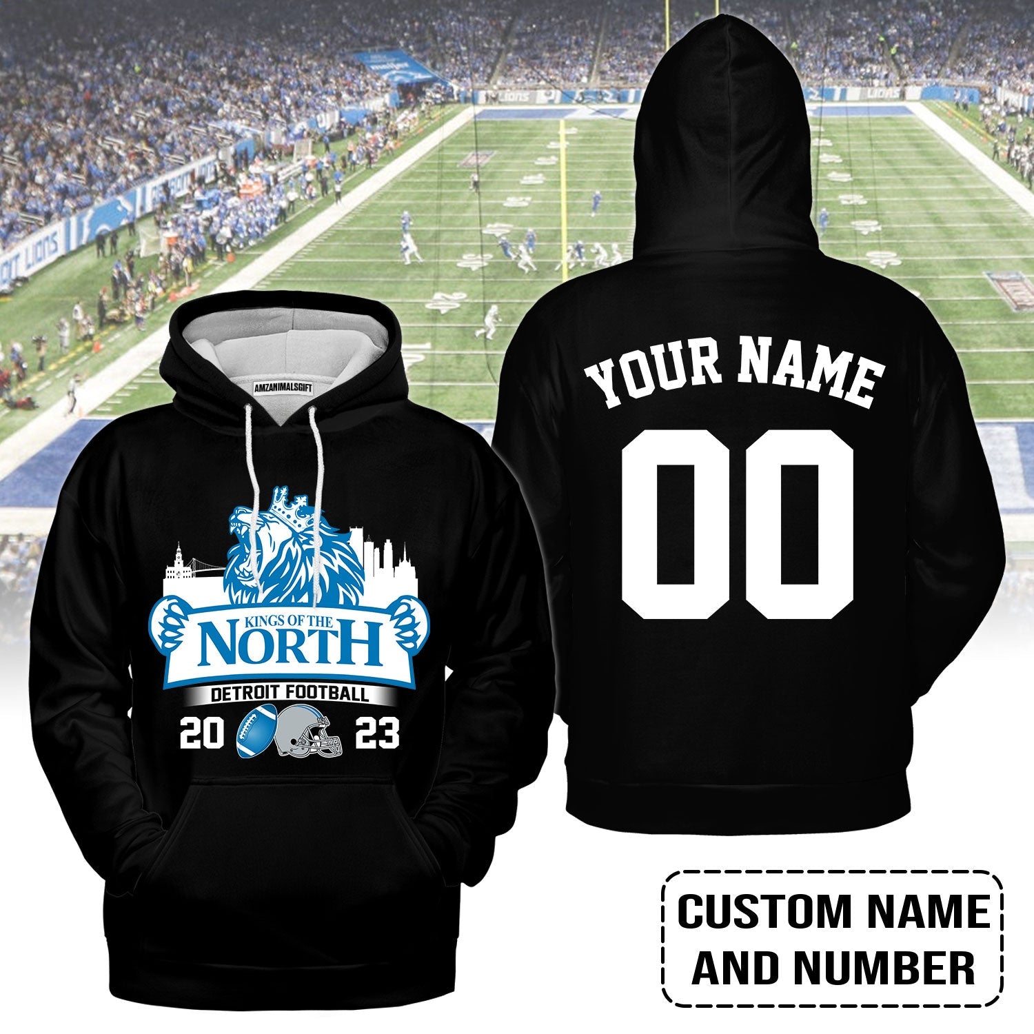 Detroit Football King Of The North 2023 Customized Hoodies, Conquered The North NFC North Champions Hoodie, Detroit Football Fan Gifts