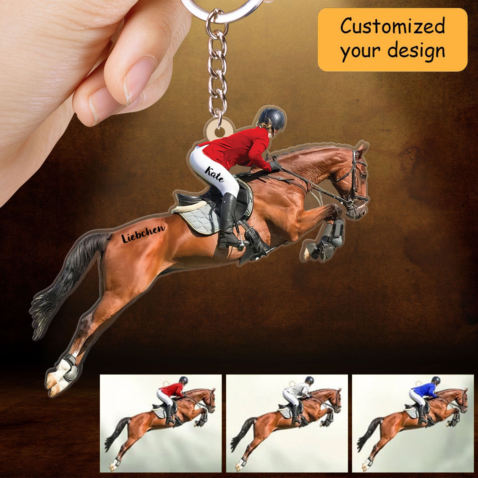 Customized Equestrian Girl Acrylic Christmas Keychain, Equestrian Acrylic Keychain Gift For Horse Lovers, Her, Wife, Christmas Gifts