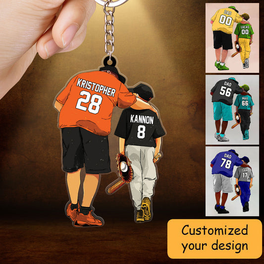 Customized Photo Baseball Players Christmas Acrylic Keychain Gift For Baseball Lovers - Gift For Baseball Players, Dad, Son, Coach