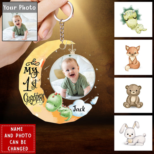 Personalized Baby's First Christmas Custom Photo Acrylic Keychain - Christmas Gift For Baby Kids, Newborn Baby