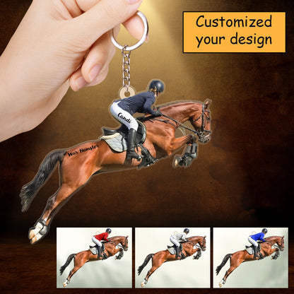 Personalized Horse Christmas Acrylic Keychain - Gift Idea For Horse Lover, Custom Shape Keychain Christmas