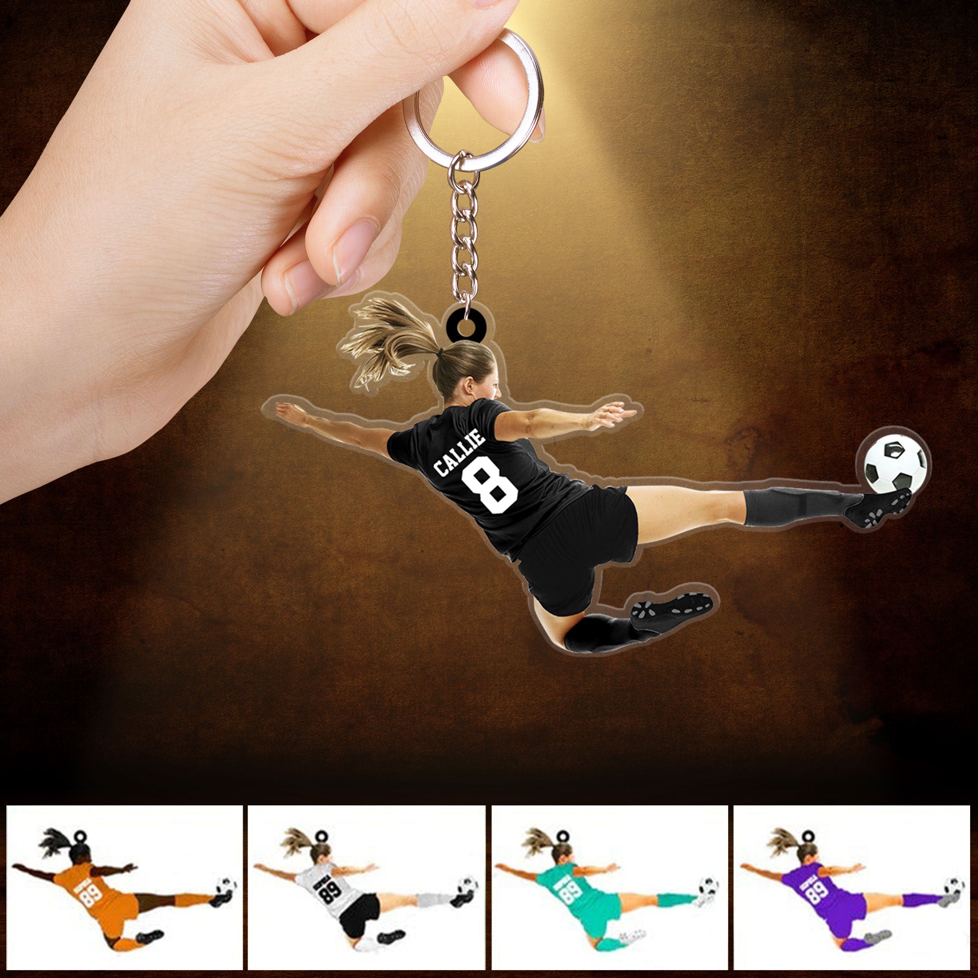 Personalized Girl Soccer Player Acrylic Keychain, Gift For Girl Soccer Players - Best Custom Shape Acrylic Keychain Christmas Decor