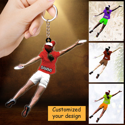 Custom Frisbee Girl Christmas Car Ornament, Frisbee Team Gift Car Ornament For Daughter - Christmas Hanging Tree