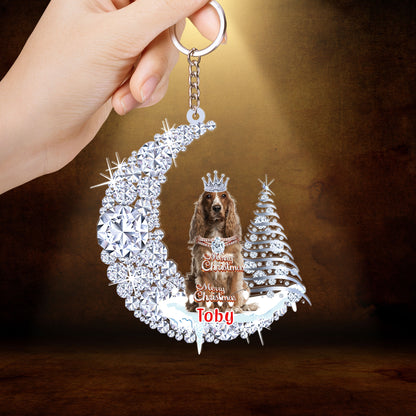Personalized Cocker Spaniel Diamond Moon Merry Christmas Mica Ornament - Best Gift For Dog Lovers, Dog Owners