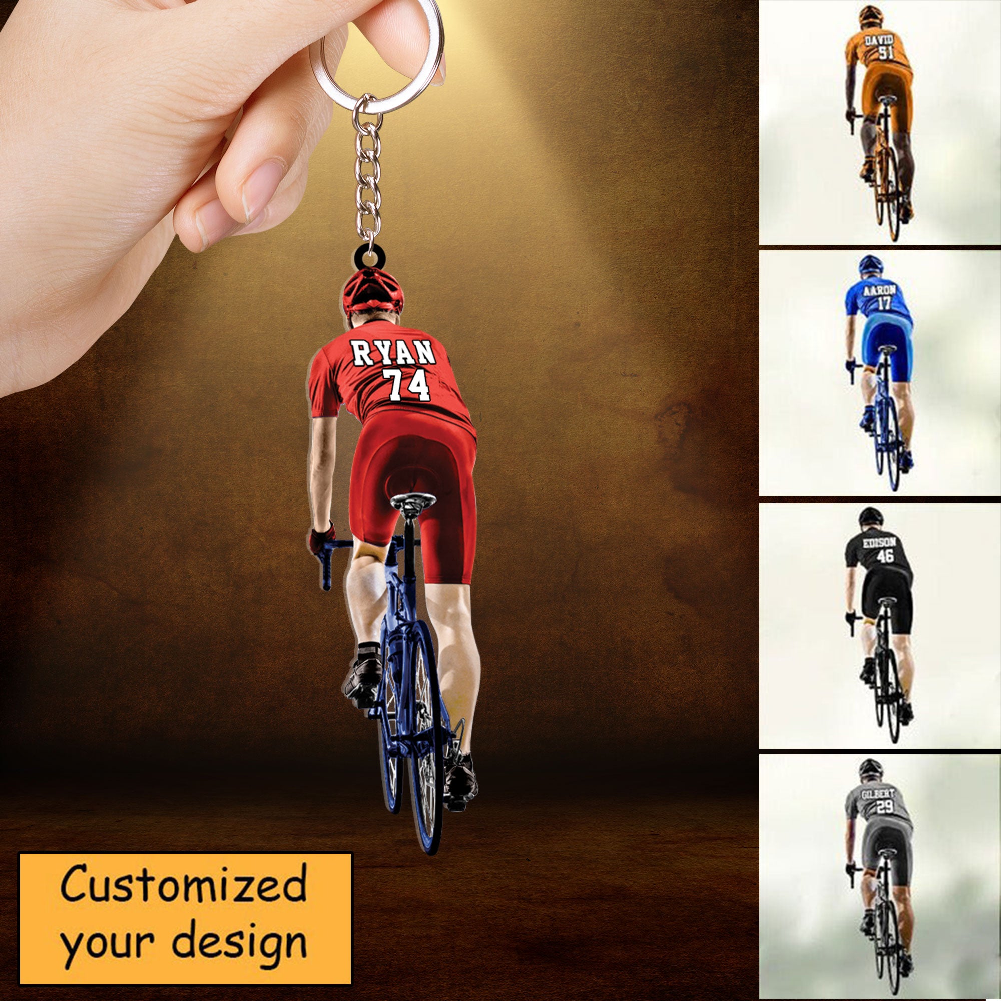 Personalized Cyclist, Bike Riding Acrylic Keychain, Gift For Cyclists - Personalized Keychain Christmas Decor