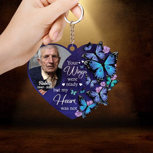 Personalized Memorial Photo Heart Acrylic Keychain, Customized  Dad, Mom Photo Acrylic Keychain - Best Gift For Christmas, Dad, Mom, Family