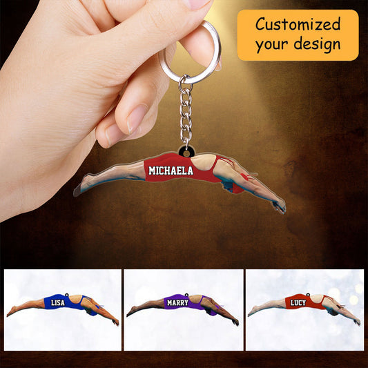 Personalized Girl, Female Swimmer Acrylic Keychain, Gift For Swimming Lovers, Swimmer - Best Custom Shape Acrylic Keychain Decor Christmas