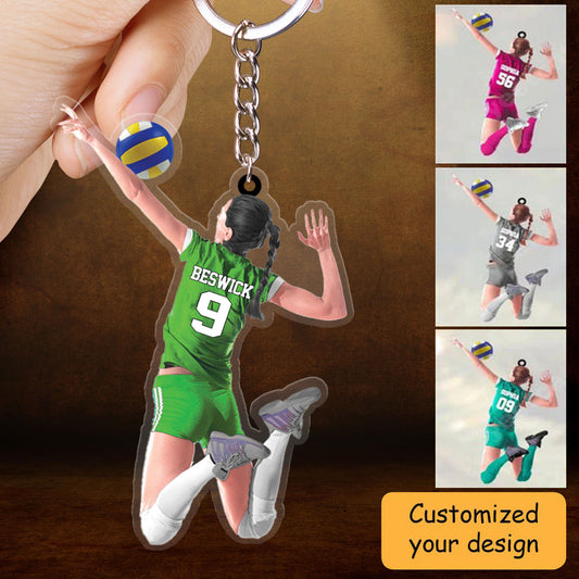 Custom Girl Beach Volleyball Acrylic Keychain - Gift For Volleyball Players