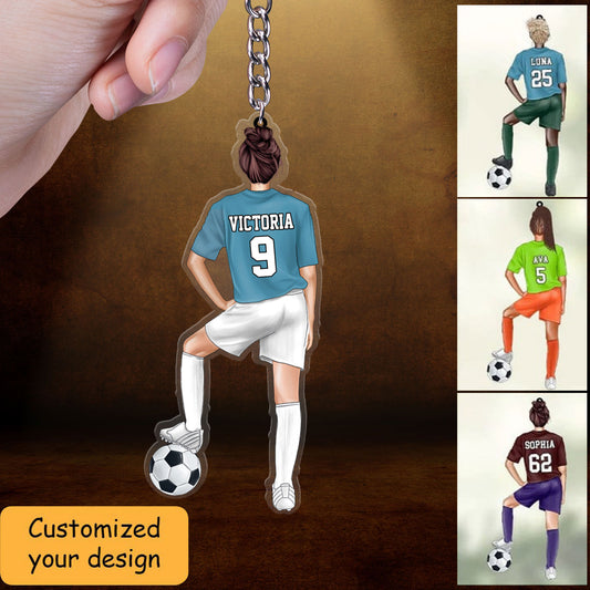 Customized Soccer Female Players Christmas Acrylic Keychain, Soccer Team Gift For Daughter, Football Players, Football Lovers