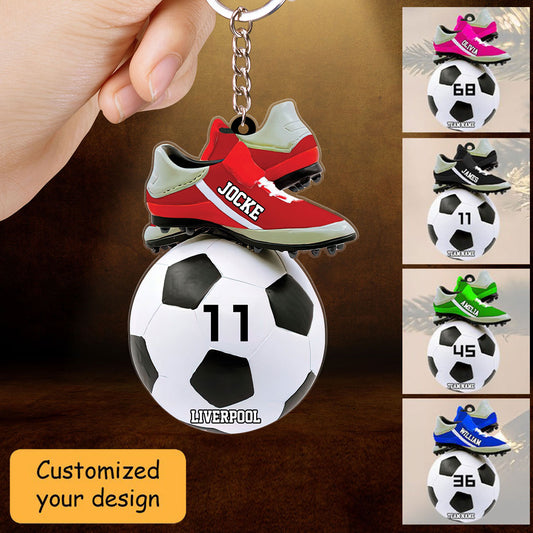 2022 Personalized Soccer Christmas Acrylic Keychain - Great Gift Idea For Soccer Players, Soccer Lovers, Custom Shape Acrylic Keychain Soccer Decor