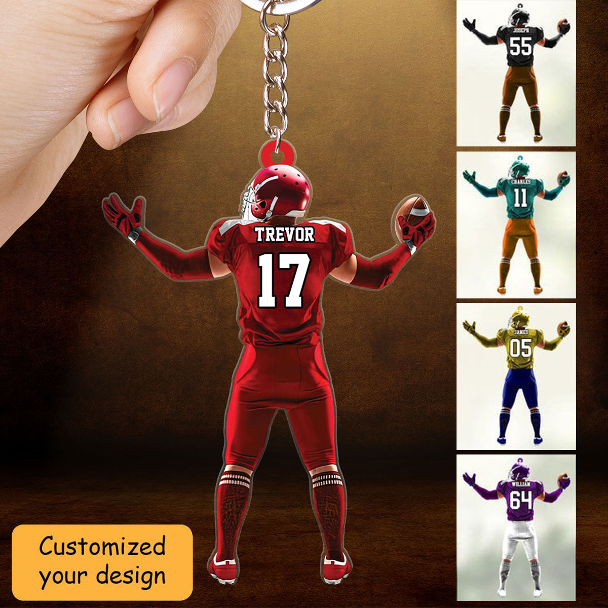 Personalized Ornament American Football Acrylic Keychain, Christmas Acrylic Keychain For Football Player, Football Lovers