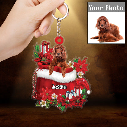 Custom Name Irish Setter In Red Gift Bag Acrylic Christmas Ornament, Customized Christmas Gift For Dog Lovers, Dog Mom