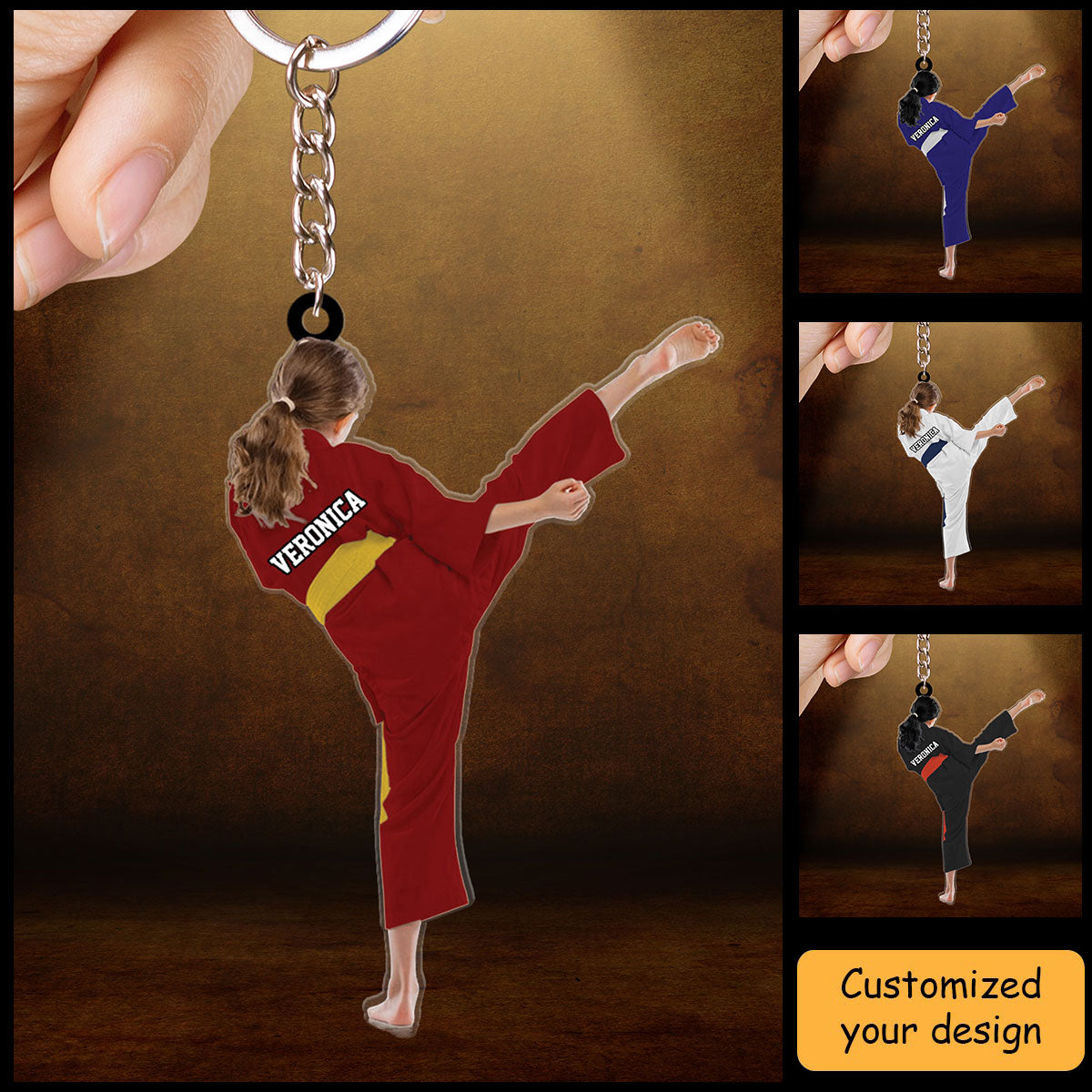 Personalized Girl Karate, Taekwondo Girl, Martial Christmas Acrylic Keychain For Daughter - Gift For Karate Team, Karate Lovers