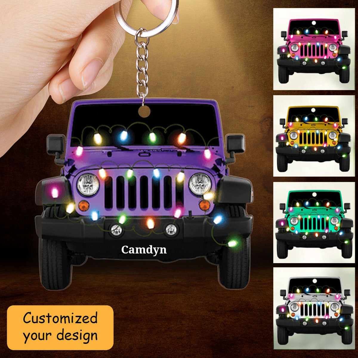 Personalized Jeep Car Christmas Acrylic Keychain, Custom Shape Keychain Decor, Car Lover Keychain